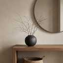 Small Blak Ceramic Vase - 6.1 Inch Small Black Round Vase, Rustic Farmhouse Vase for Home Decor, Dining Table, Shelf, Bedroom, Living Room, Kitchen, Office, Bathroom, Mantle, Centerpiece Dcor