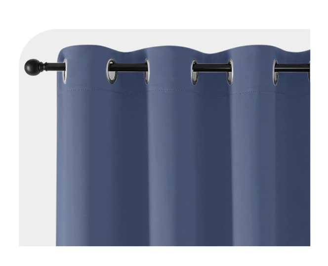 Stone Blue Blackout Curtains for Living Room, Room Darkening Thermal Insulated Solid Drapes for Bedroom Cabin, 46×34 in , 2 pcs