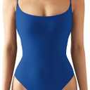 SUUKSESS Women Sexy Square Neck Thong Bodysuit Backless Cami Bodysuit Top, Size M