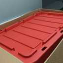 IRIS USA 27 Gallon Heavy Duty Truck Bed Toolbox Storage Tote Bins with Lids, 4 Pack - Made in USA, Tough Snap On Lid Stackable Industrial Rugged Tubs, Garage Organization, Reusable Box - Red