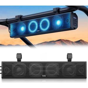 25 Inch UTV Sound Bar, ATV SoundBar Bluetooth with RGB Lighting, IP65 Waterproof Golf Cart Sound Bar, Amplified Powersports SXS SoundBar, UTV Speakers Compatible with Polaris RZR Can-Am