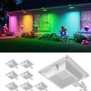 Color Changing Solar Gutter Lights Outdoor Waterproof 12 LED Clip On Gutters Light for Rainspout, Fence, Rail, Wall, Deck, Garden, Yard, Garage, Patio, Pool, Decoration to Create Memorable Moments (White Shell-8 Pack, RGB (Red, Green, Blue))