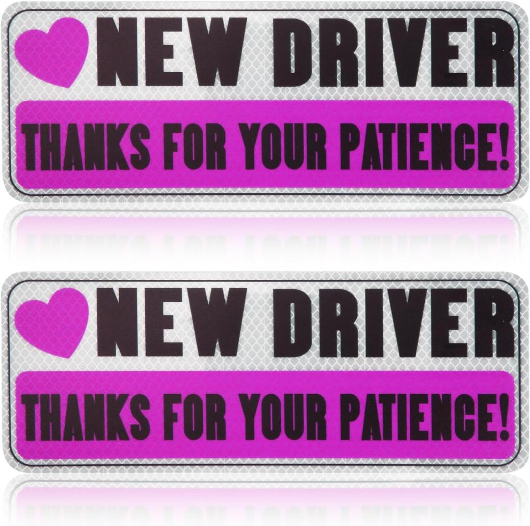4 x 2pcs New Driver Stickers, Thanks for Your Patience Reflective New Driver Magnet Novice Driver Sign Car Decal for Novice Drivers (New Driver)