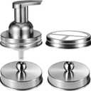 Mason Jar Bathroom Accessories Set(4pcs)-Jars Not Included - Foaming Soap Dispenser and Jars Lids for Regular Mouth jar, Wide Mouth Toothbrush Holder lid, Farmhouse Decor-Brushed Nickel