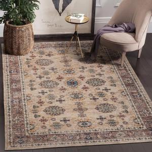 Area Rug 35, Vintage Boho Rug,Ultra-Soft Low Pile, Washable, Non Slip,Stain Resistant, Carpet for Living Room Bedrooms Playroom Office Kitchen,Brow/Moss