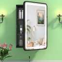 LED Bathroom Medicine Cabinet Mirror, Anti-Fog, Right Hinge, 16x24 Inch | Wall Mounted & Recessed, Dimmable 3 Color Light with Memory, 2 Shelves & 1 Organizer, Waterproof Body & Shatterproof Mirror