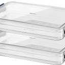 2 Pack Document Storage Clear Plastic Storage Boxes with Lids Stackable Storage Bins Paper Storage Box Containers for Organizing A4 File Paper Document Photo Scrapbook Craft Storage Blue (2pcs Small 13.97"x9.29"x1.5")