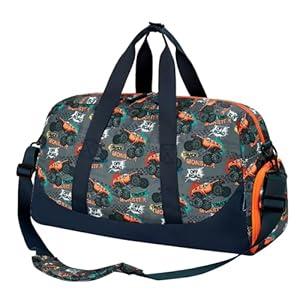 Choco Mocha Kids Duffle Bag Boys - Monster Truck Weekender Overnight Bags for Travel Gym Sleepover Bag Boy Age 9-12 6-8 Orange