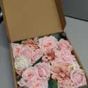 80Pcs Artificial Flowers Combo Set, Fake Silk Flowers Decor with Stems for DIY Roses Wedding Party Centerpieces Bridal Bouquets Cake Decorations Arrangements Indoor Outdoor(Blush Pink)