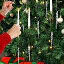 gisgfim 12 Pack Christmas Tree Candles with Remote & Hooks LED Flickering Flameless Candles with Timer Hanging Crystals Ornaments for Home Party Gifts Wedding Chandelier Decors-Acrylic Icicles Hook