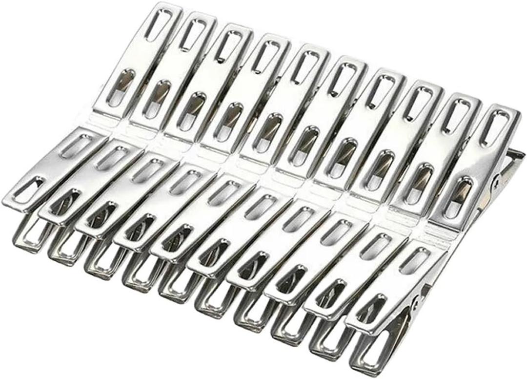 20Pcs Clothes Pegs Clamps Stainless Steel Clothespins Metal Laundry Towel Sock Pins Hanger Sealing 4.5cm Clips for Clothes(20Pcs)