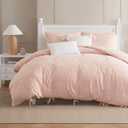 Peri Home Bows Duvet Cover Set 100% Cotton 3-Piece Bedding, Full/Queen, Blush Pink Sasha Bows