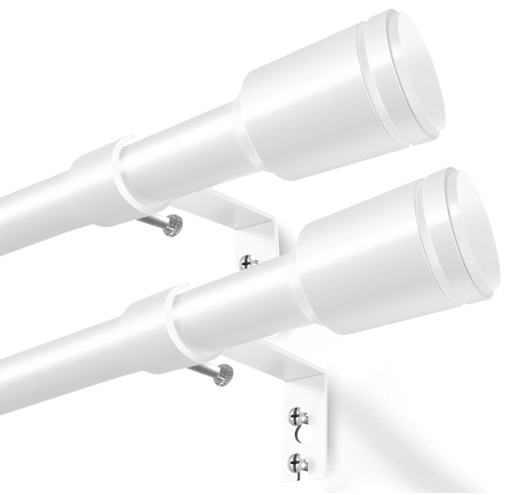 5/8” White Diameter Curtain Rods 3090 Inch, for 3084 Inch Windows, Adjustable Splicing White Curtain Rods for Windows with Brackets, Window Rod Long Small Curtains Rod