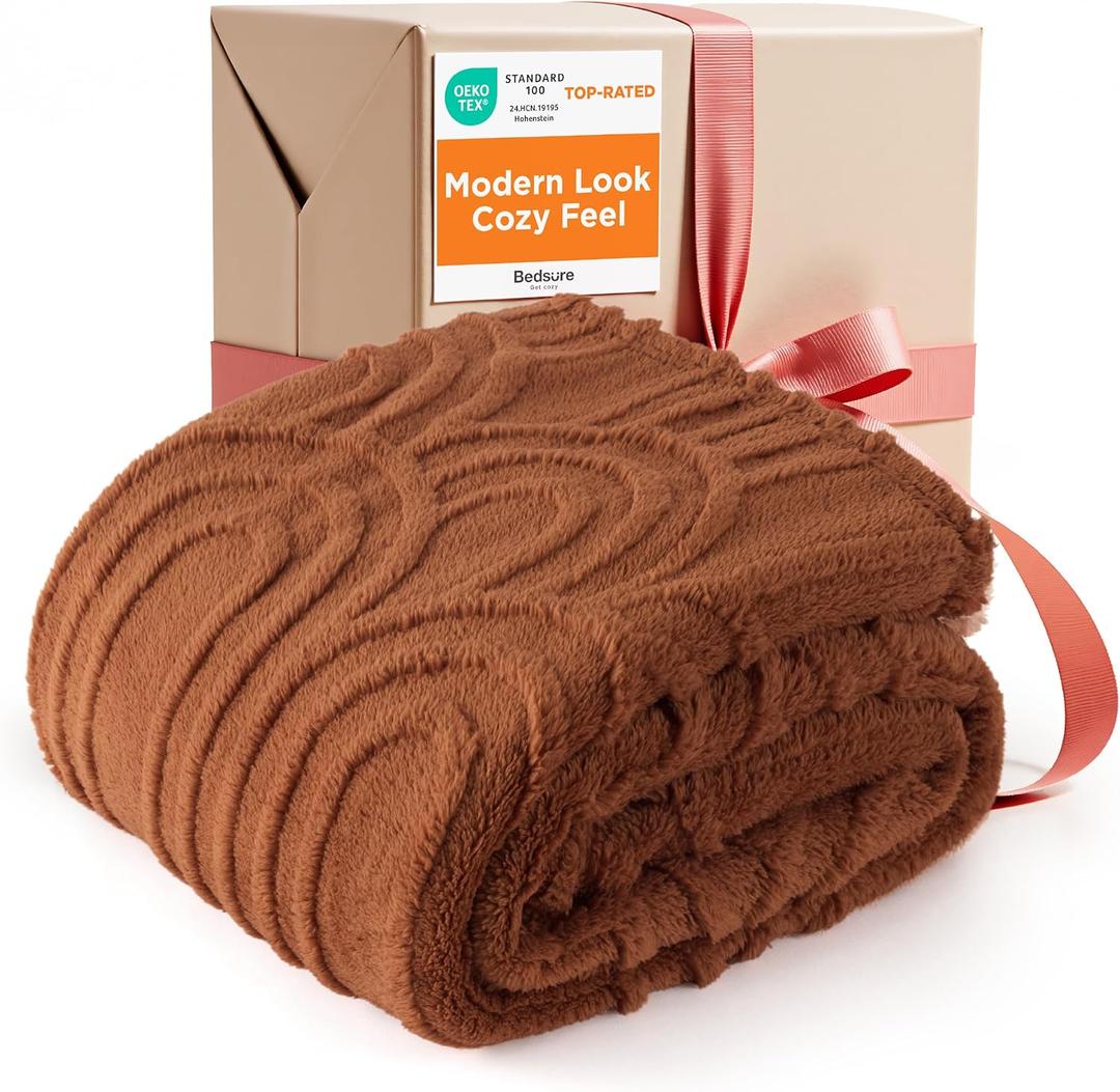 Bedsure GentleSoft Burnt Orange Throw Blanket for Couch - Super Soft & Cozy Fall Blankets for Women, Cute Fluffy Fleece Throw for Girls, Room Decor Aesthetic Gifts for Women, 50x60 Inches