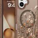 DOMAVER for iPhone 17 Case, Magnetic Phone Case for iPhone 17 [Compatible with MagSafe] Slim Fit Flowers Floral Design Shockproof Protective Bumper Women Men Girls Boys Cover- Brown