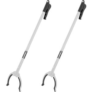 Superio 40 Inch Heavy Duty Grabber Reacher Tool for Elderly, Indoor, Outdoor - Rust Free, Durable, Lightweight, Easy to Use - Rubber Claw Won't Damage - Onyx Grey (40" 2-pack)