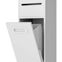 SUPERFLO 3 Gallon Bathroom Trash Can Tilt Out Trash Bin Cabinet, Hidden Trash Can Cabinet Recessed Wall Mounted Stainless Steel with Toilet Paper Holder for Bathroom/Bedroom/Office Renovation, White