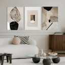 EJPFOGV Triptych Neutral Abstract Wrapped Canvas Wall Art 20x30 inches x3
