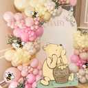 131PCS Pink Winnie Baby Shower Birthday Decorations for Girl Large Winnie Cutouts Stand Up, Pooh Balloons Arch & Bee Stickers for Gender Reveal, First Birthday, Photo Props & Newborn Party
