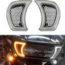HDBUBALUS Motorcycle Headlight Vent Accent Turn Signal LED Indicator Side Lights For Harley Road Glide FLTRX 2015-2023 (Clear Lens)