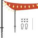 Shade Sail Poles,12FT Heavy Duty Outdoor Sun Shade Sail Pole with Spiral Drill Bit, Support Awning Canopy Outdoor Poles for Garden Yard Backyad (2)
