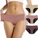 TIICHOO Period Underwear for Women Heavy Flow Soft Absorbent Menstrual Panties Teens Incontinence Leakproof 3 Pack (Small, Beige/Rose Gold/Brown)