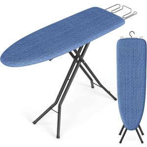 SONGMICS Ironing Board, Foldable Iron Board, Height Adjustable up to 35 Inches, with 4 Layered Cover and Pad, Iron Rest, Hook, Steel X-Legs, for Home, Laundry Room, Dorm, Midnight Blue ULLB001Q01