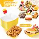 Yinkin 100 Pcs 2lb Paper Food Trays Boat 2lb Disposable Nacho Trays Kraft Paper Boat for Tacos Concession Easter Graduation Birthday Wedding Christmas Halloween Valentine Party Supplies(Yellow)