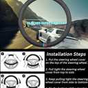 Deer Route Custom-Fit for Dodge Steering Wheel Cover, Premium Leather Car Steering Wheel Cover with Logo, Non-Slip, Breathable, for Dodge Accessories (C-Style,for Dodge)