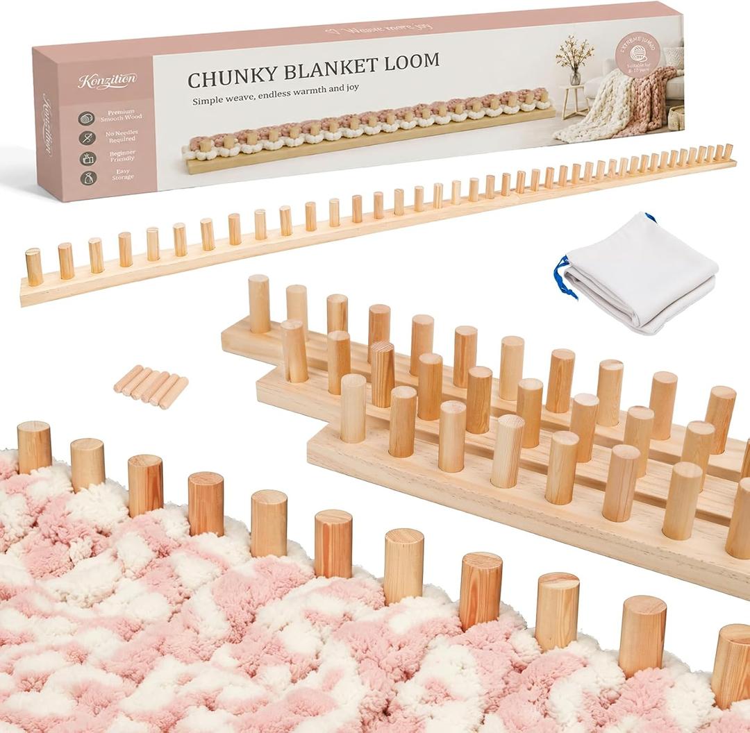 72" Solid Wood Chunky Blanket Loom for Chunky Yarn to Knit without Needles