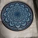 Elevon 14 Inch Round Side Ceramic Tile Top Indoor and Outdoor Accent Table, Greek