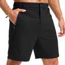 Pudolla Mens Hiking Shorts Lightweight Quick Dry Casual Golf Shorts for Men Work Fishing with 3 Zipper Pockets(Black 7 Inseam-L)