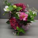 WELL KNOWN Artificial Flowers in Vase, Fake Lavender & Silk Peony Flower Bouquet Centerpieces in Glass Vase with Fake Water for Home Wedding Party Dining Table Decor & Mom's Gift (Purple Mixed Plus)