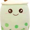 VHYHCY Cute Stuffed Boba Plush Bubble Tea Plushie Pillow Milk Tea Cup Pillow Food Plushie, Soft Kawaii Hugging Plush Toys Gifts for Kids(Green, 9.4 inch)