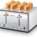Toaster 4 Slice, Geek Chef Stainless Steel Toaster with Extra Wide Slots, 4 Slot Toaster with Bagel/Defrost/Cancel Function, Dual Control Panel of 6 Toasting Bread Shade Settings (11.5*10.43*7.09 inches)