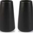 Simple Vase for Flowers Plants, Matte Vases for Modern Table Shelf Home Decor Wedding Boho Decor, 6" H Frosted Elegant Ceramic Vase for Pampas Grass Fluffy Stem Bouquet Lavender Flowers (Black, 2)