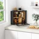 Goozii Corner Bread Box for Kitchen Countertop, Black Bread Storage Container for Homemade Bread, Two Layer Breadbox under Cabinet Mount, Large Bread Holder for Kitchen Counter, Pantry Shelf