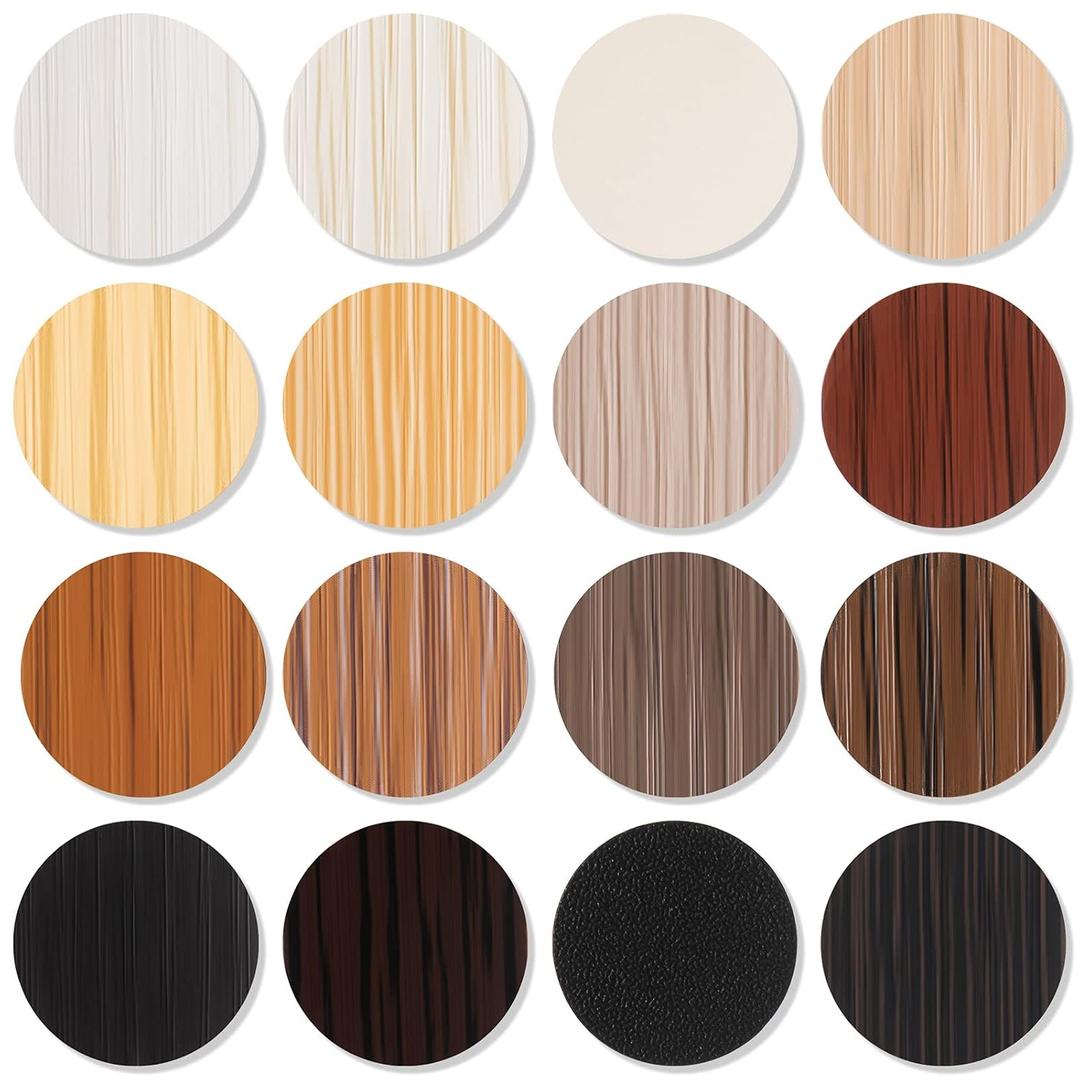 Epakh 864 Pcs Screw Covers Wood Stickers for Furniture 0.83 Inch Screw Hole Stickers Waterproof PVC Cover Caps Adhesive Wood Grain Decals for Holes Wall Cabinets Bookcase Desk(Basic Color)