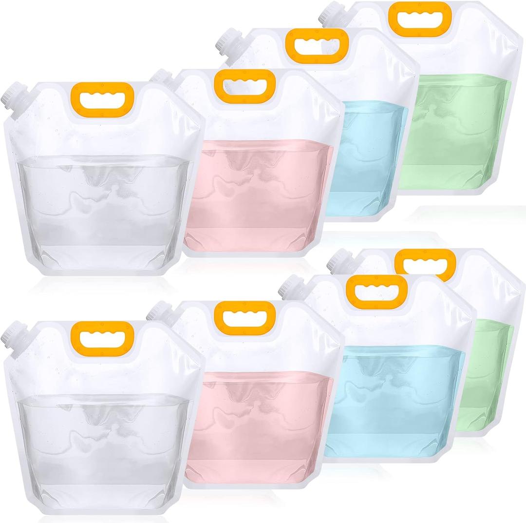 Tessco 8 Pcs 1.3 Gallon Collapsible Water Storage Bags, Clear Plastic, 1.0 Pounds