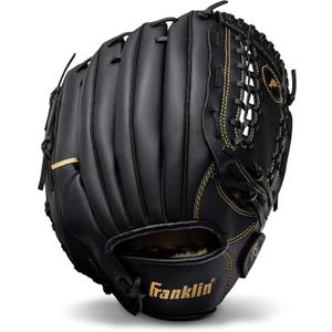 Franklin Sports Field Master Baseball + Softball Glove - Field Master Adult + Youth Baseball + Softball Mitt - Men's + Women's Gloves - Right Hand Throw (Black)