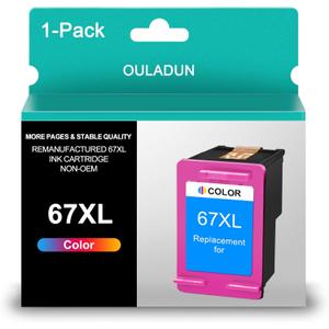 67XL Tri-Color Ink Cartridge Remanufactured for HP Ink 67 XXL 67 Ink Fit for Envy 6055e 6055 Envy Pro 6455e 6455 DeskJet 4155 2755 Printer (1 Tri-Color)