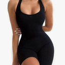 Womens Sexy One Piece Tank Top Sleeveless Backless Bodycon Shorts Jumpsuits Bodysuit Catsuit Ribbed Sports Romper L