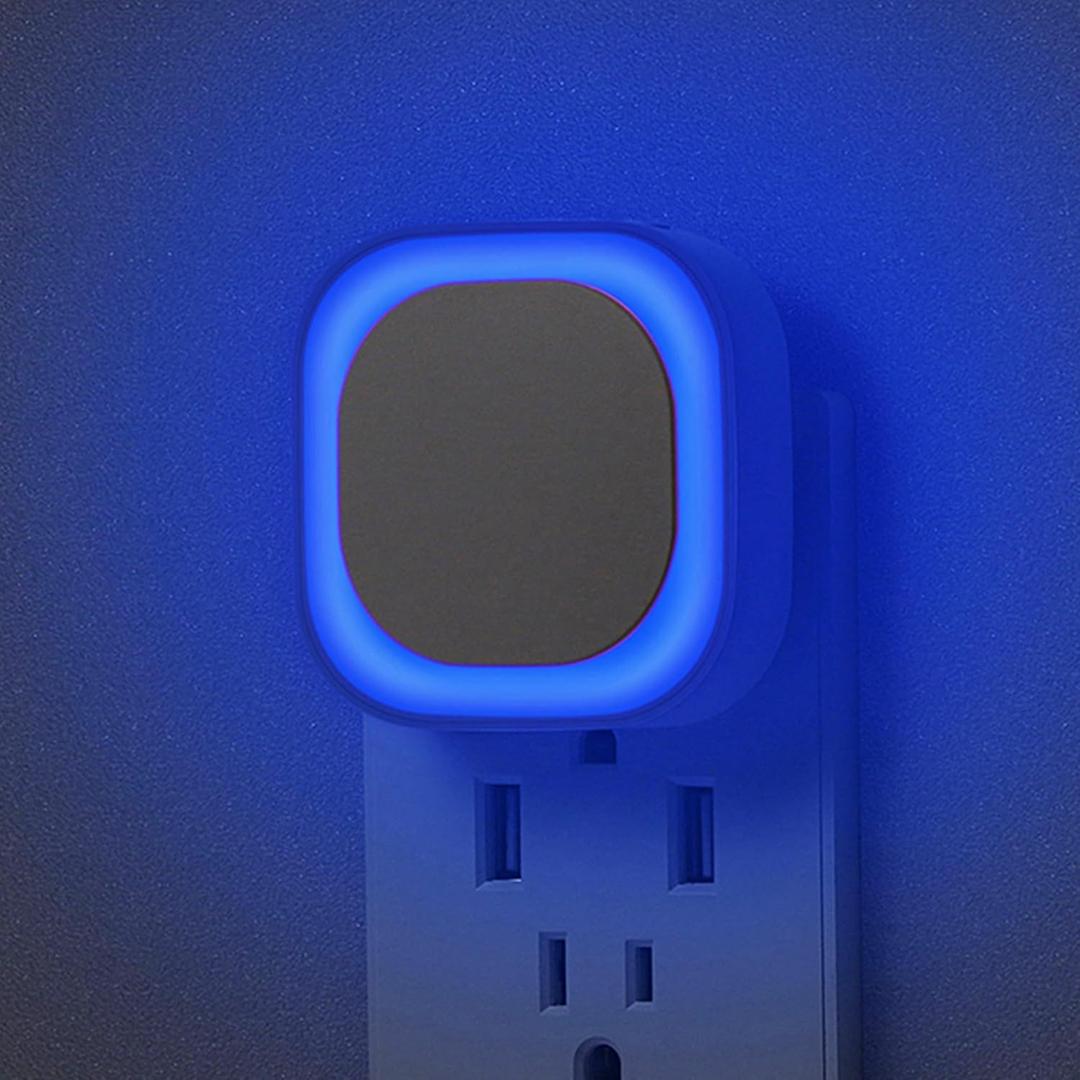 YUNLEX 2 Pack Plug in Dimmable Night Light, Blue Nightlight, Auto Dusk to Dawn Sensor, LED Night Light, Soft Glow, Diffused Light for Bathroom, Hallway, Stairs, Kitchen, Bedroom