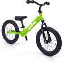 Bicystar 14 Inch Balance Bike for Kids 3-6 Year Old, No Pedals, Air Rubber Tires, Adjustable Height, Pedalless Bicycle for Boys, Girls, Green