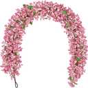 Briful 6ft Pink Bougainvillea Flower Garland Artificial Silk Floral Vine with Built-in Hook Faux Flower Garland for Backdrop Table Wall Wedding Party Home Decoration