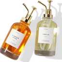 Molimoli Syrup Dispenser for Coffee Bars, Glass Syrup Bottle w. Pump, 16.9 oz 500 ml, Set of 2, Gold Upgraded Dispenser