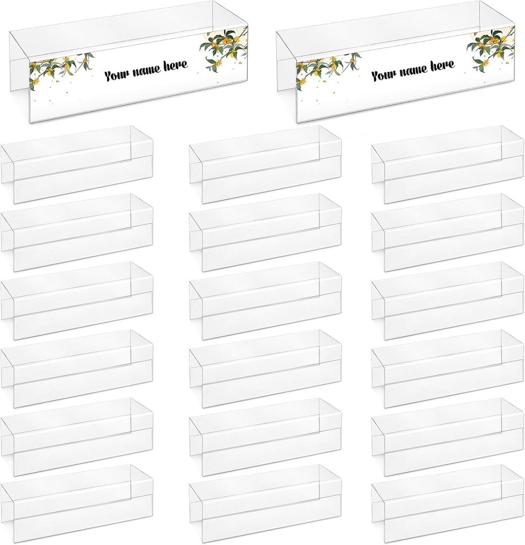 20 Pieces 2.25 Inch Cubicle Name Plate Holders Cubicle Name Tags Clear Cubicle Name Sign Bulk for Office Home Classroom Library 8.5 x 2.5 x 2.4 Inch