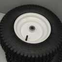 (2-Pack) 16x6.50-8 Pneumatic Tires on Rim - Universal Fit Lawn Mower and Yard Tractor Wheels - With Chevron Turf Treads - 3" Centered Hub and 3/4" Bushings - 396 lbs Max Weight Capacity