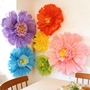 6 Pcs 31.5 and 23.6 Inch Colorful Giant Tissue Paper Flowers