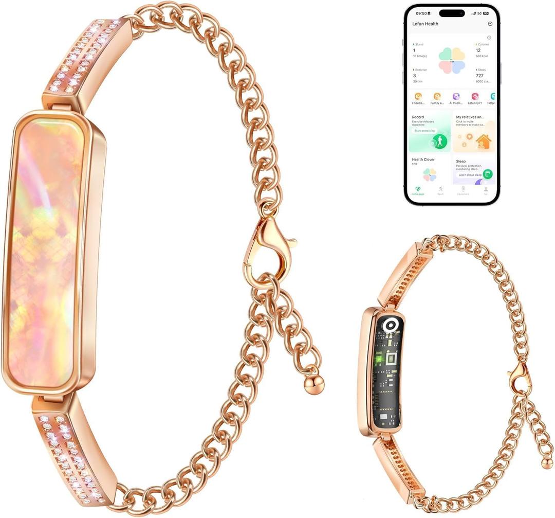 Smart Bracelet for Women, Health Activity Fitness Trackers, 24/7 Heart Rate, HRV, Blood Oxygen & Stress Monitor, 24H Sleep Tracker, Free APP for iOS & Android, Rose Gold